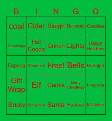 Holiday Bingo Card