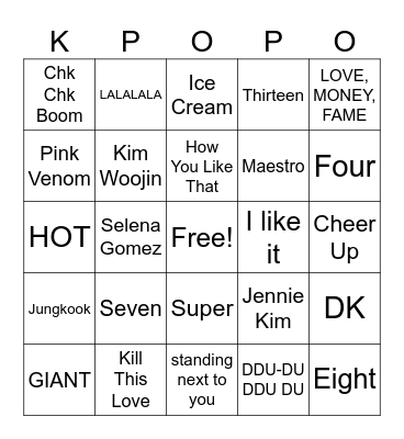 K-Pop Bingo Card