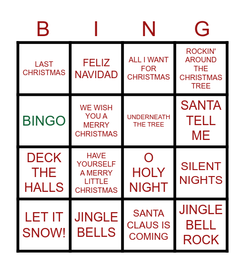 CHRISTMAS Bingo Card