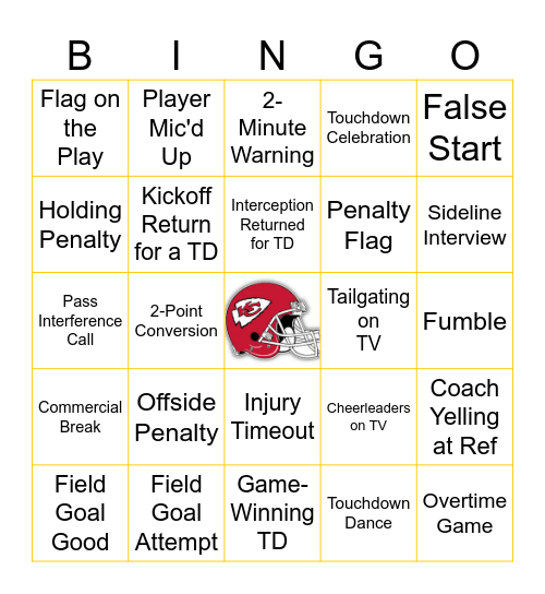 Cunningham Christmas Football Bingo Card