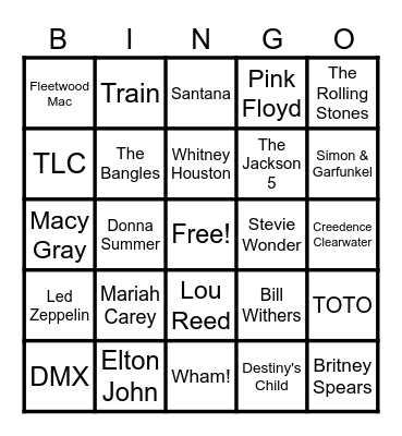 Musical BINGO Card