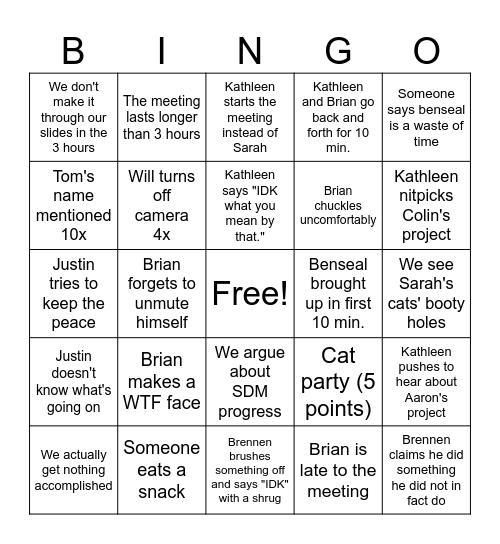 Field Season Meeting 12/17 Bingo Card