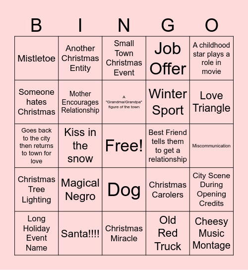 Hallmark Bingo Card