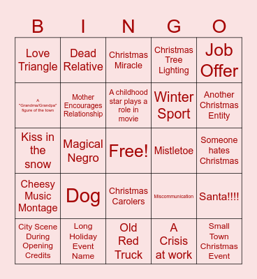 Hallmark Bingo Card