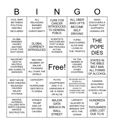 2025 bingo Card