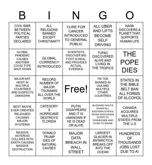 2025 bingo Card