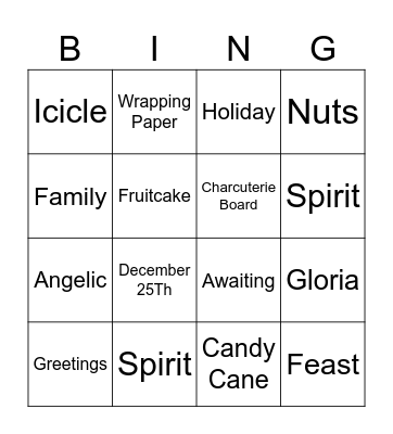 Holiday Bingo Card