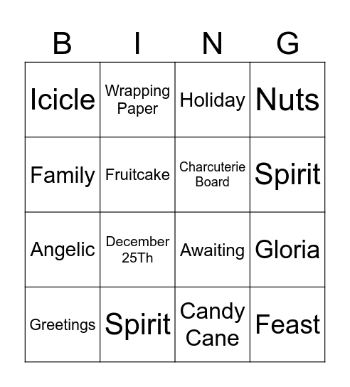 Holiday Bingo Card