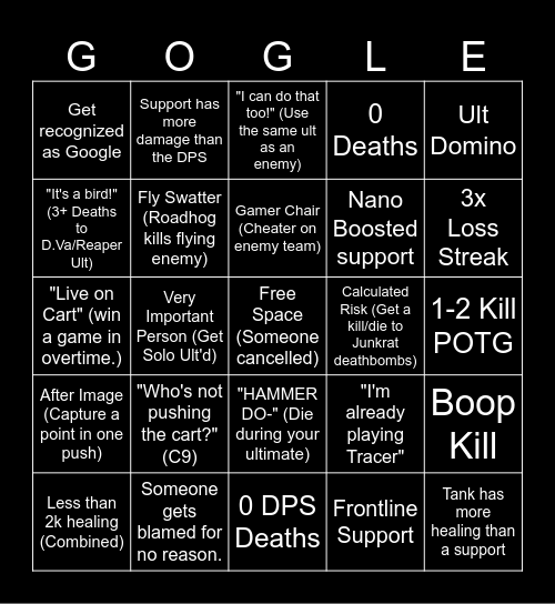 Googlewatch bingo Card