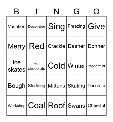 Holiday Time Bingo Card