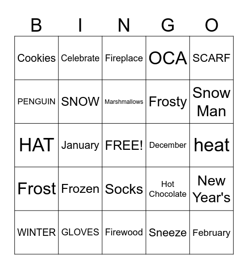 Winter Bingo Card