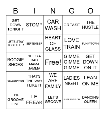 DISCO BINGO Card