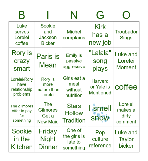 Gilmore Girls Bingo Card