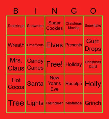 Mrs. Dodson's Christmas Bingo Card