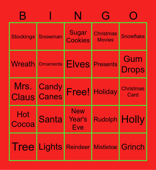 Mrs. Dodson's Christmas Bingo Card