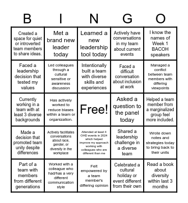 Leadership in the Presence of Difference Bingo Card