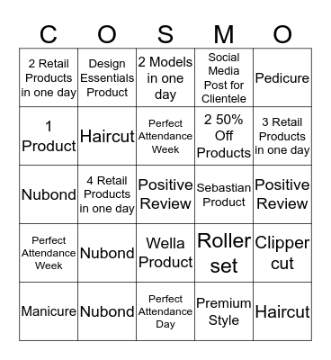 Go Cosmo! Bingo Card