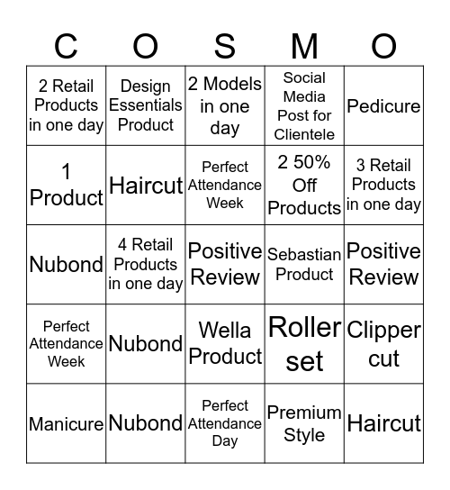 Go Cosmo! Bingo Card
