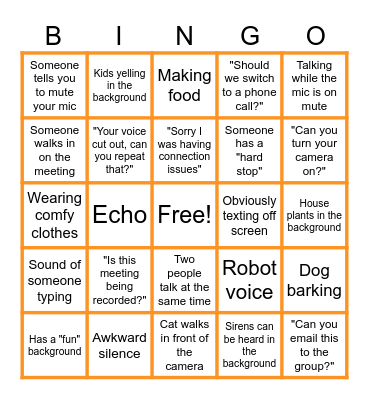 Conference Call Bingo Card