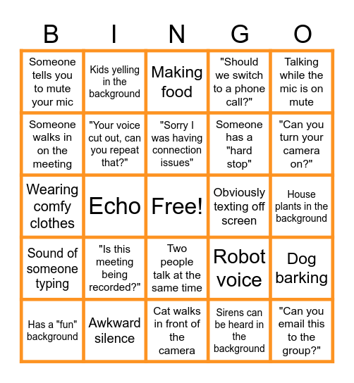 Conference Call Bingo Card