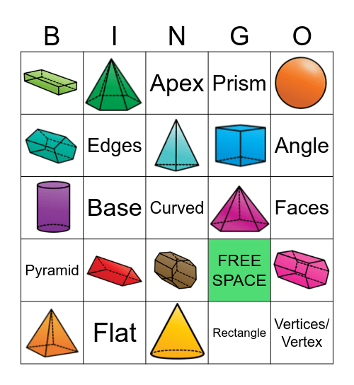 3D Shapes Bingo Card