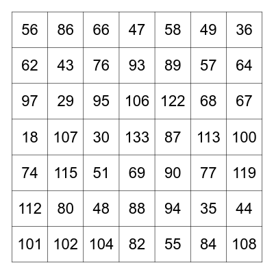 Snowman Place Value Addition Bingo Card