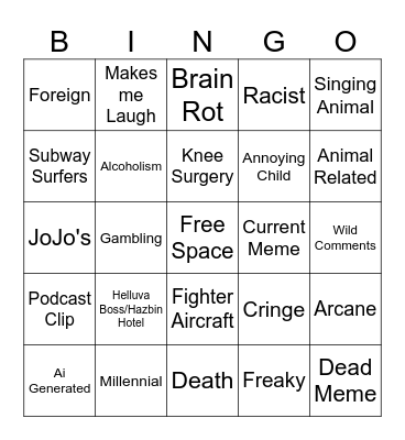 Instagram Reels bingo Card