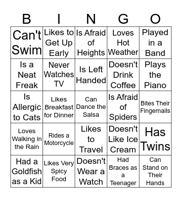 Find Someone Who... Bingo Card