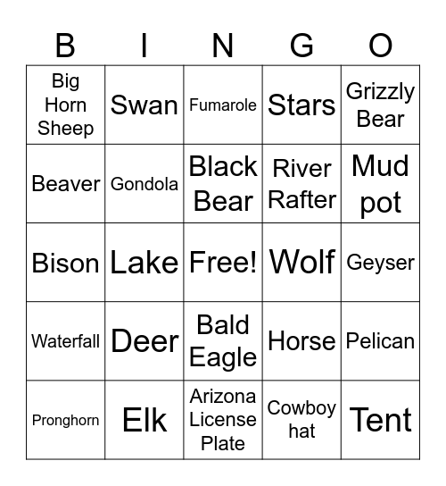 Wild Wyoming Bingo Card