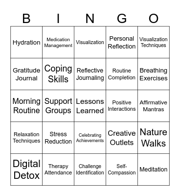 Goal / Decision Making Bingo Card