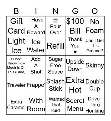 ★ STARBUCKS BINGO ★ Bingo Card