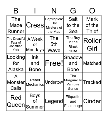 Mid-Cities Teen Book Fest Bingo Card