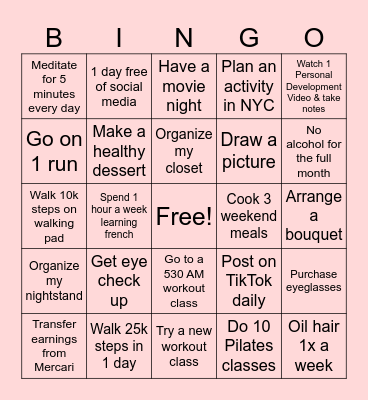 January Bingo Card