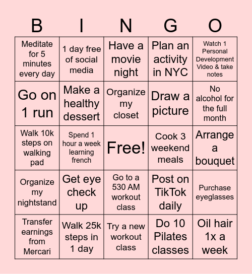 January Bingo Card