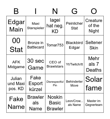 Brawlstars Bingo Card