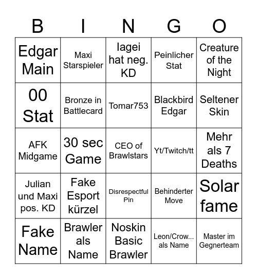 Brawlstars Bingo Card