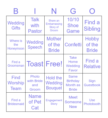 Stephen and Jane Bingo Card