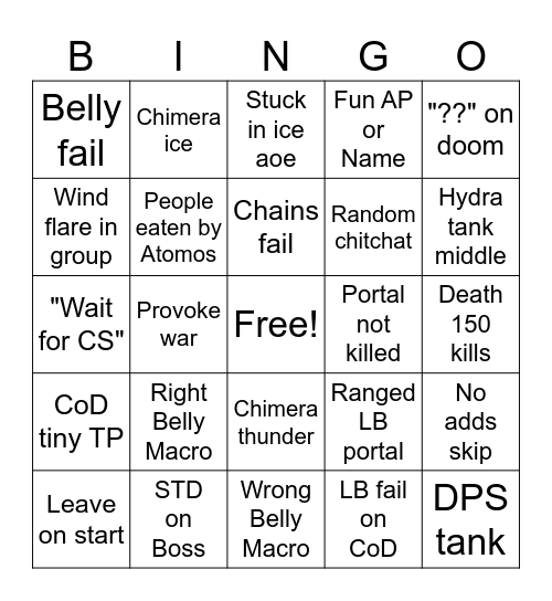 WoD Alliance Raid Bingo Card