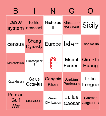 History Bingo Card