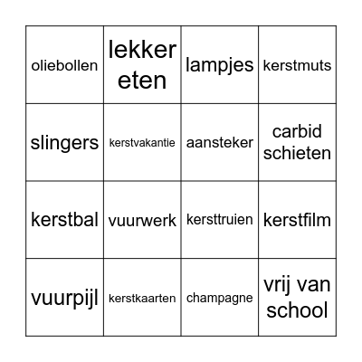 Kerst Bingooo Bingo Card