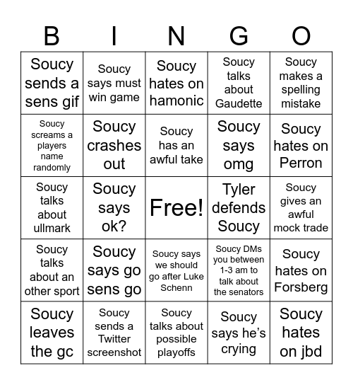 Soucy bingo Card