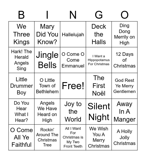 GEMS Christmas Bingo Card