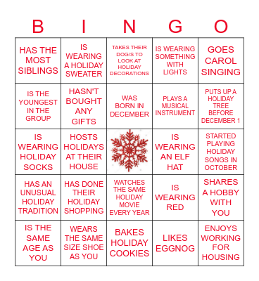 JINGLE & MINGLE Bingo Card
