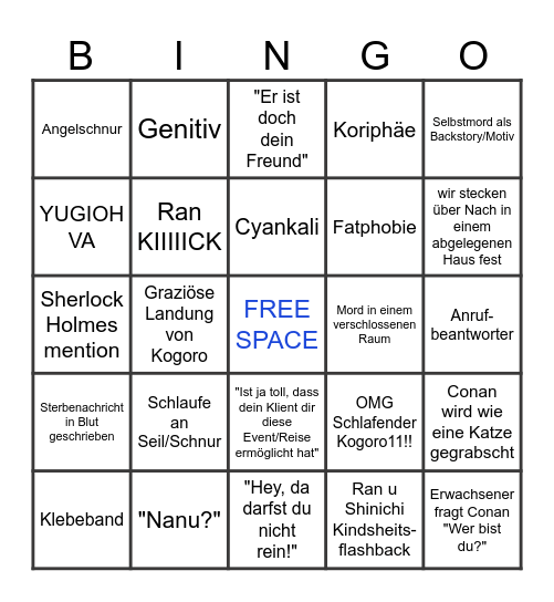 Detektiv Conan Bingo Card