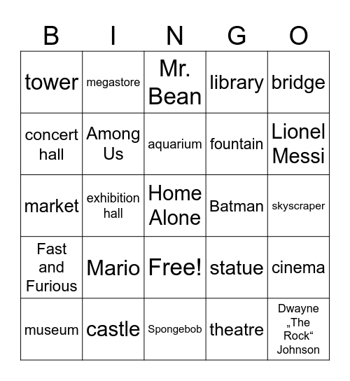 RELATIVE PRONOUNS Bingo Card