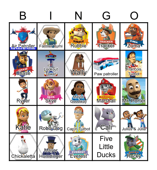 PAW PATROL Bingo Card