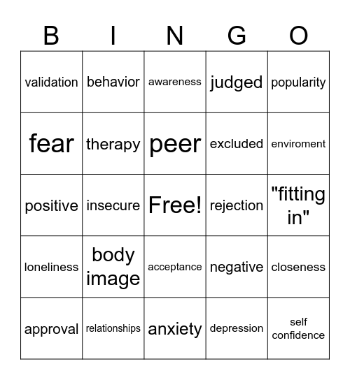 Peer approval Bingo Card