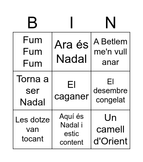 Nadales Bingo Card