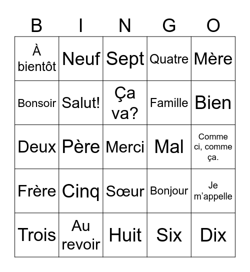 Salut core 1 Bingo Card