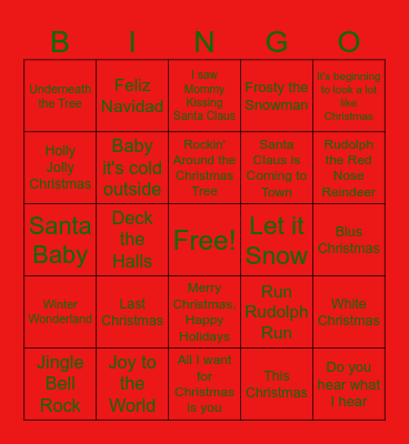 Holiday Bingo Card